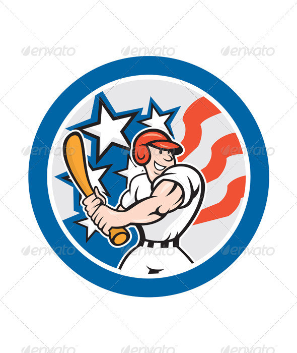 Baseball player batting side usa flag circ prvw