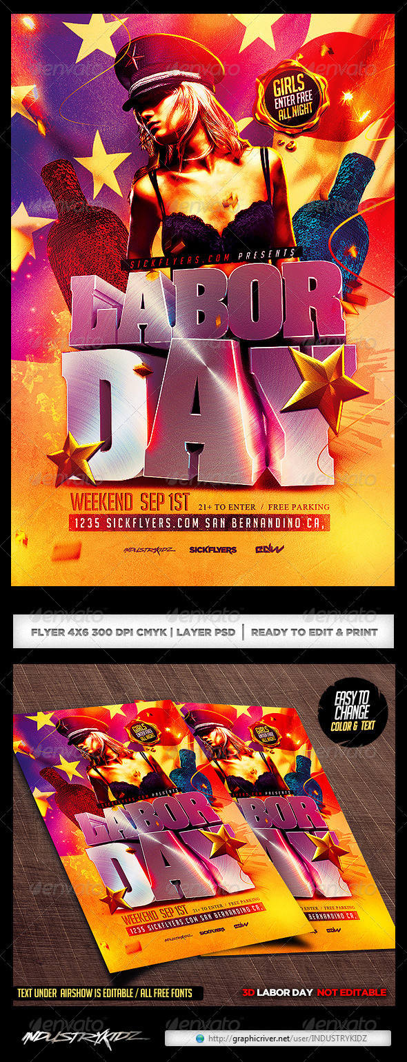 Labor day flyer template psd