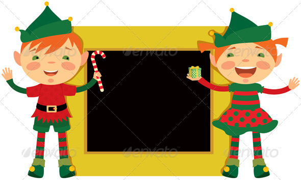 Christmas frame with elves 590