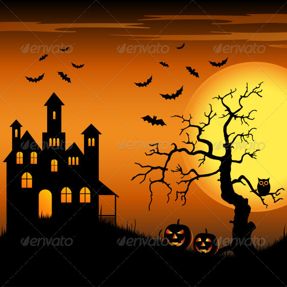 Halloween 20haunted 20castle 20with 20bats 20and 20tree 20background