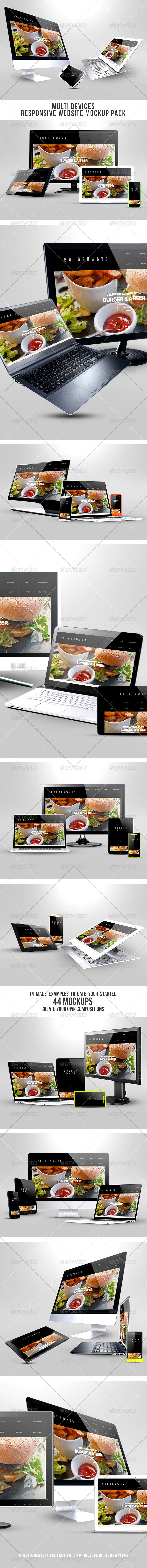 Multi devices responsive website mockup pack preview