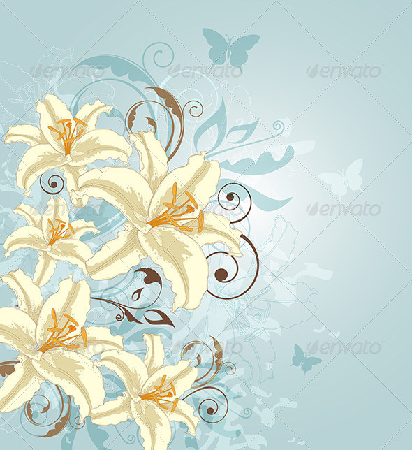 Blue lily background590