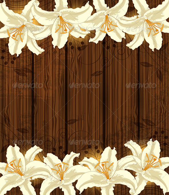 Lily wooden background590