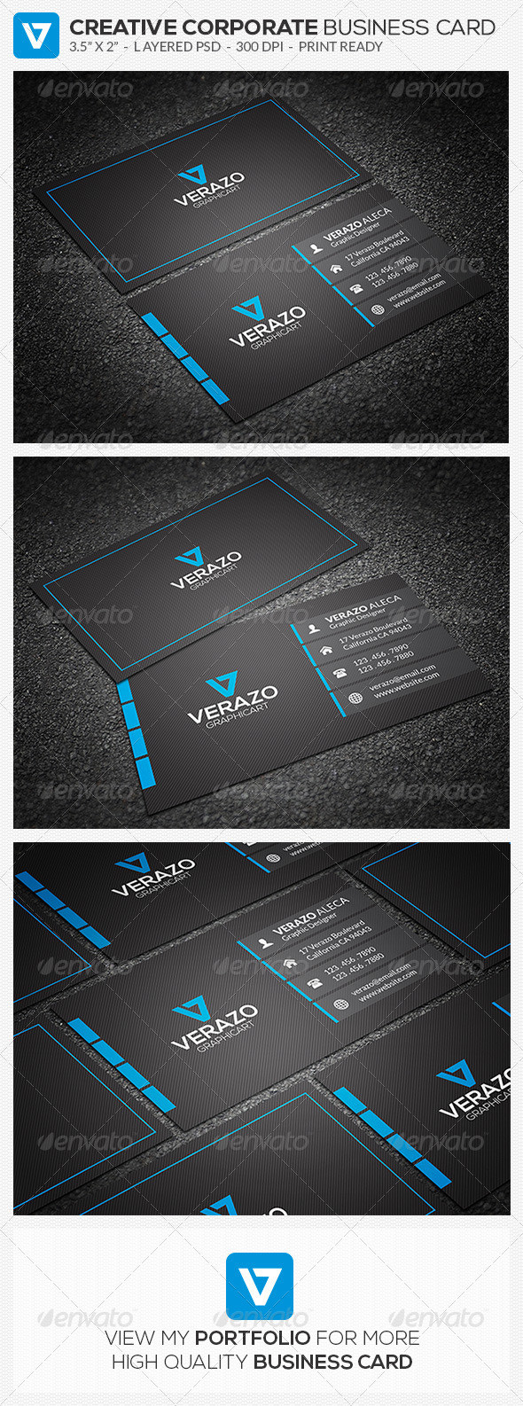 54 blue modern creative corporate business card preview