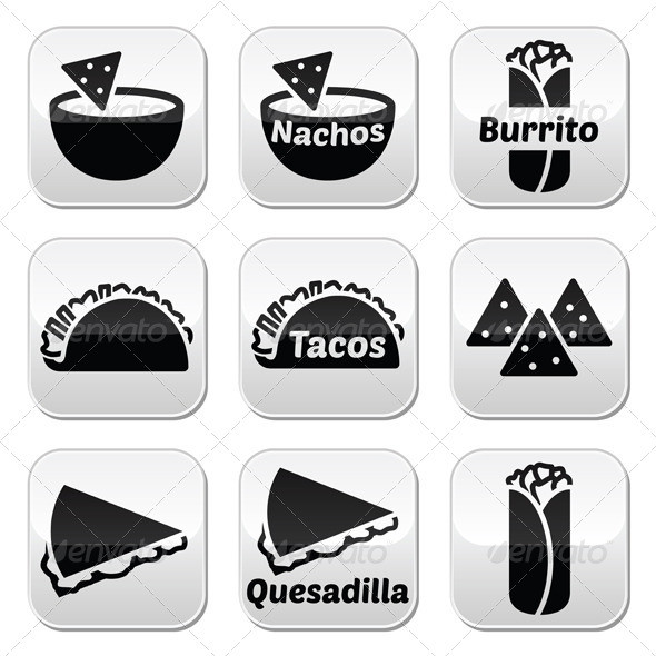 Mexican food buttons set prev