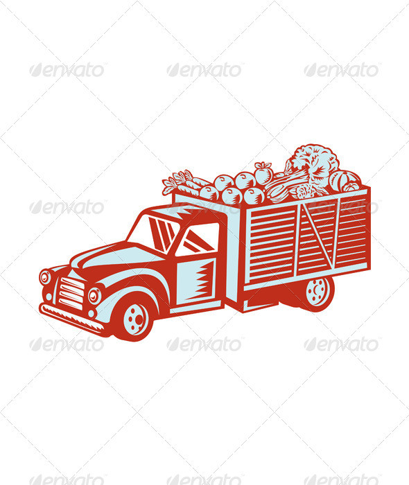 Truck delivery vegetables fruit crops iso prvw