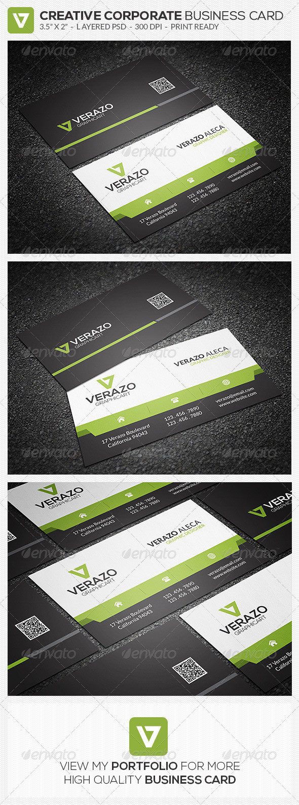 55 green modern creative corporate business card preview