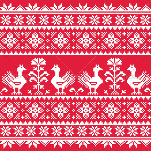 Ukrainian pattern 6 on red prev