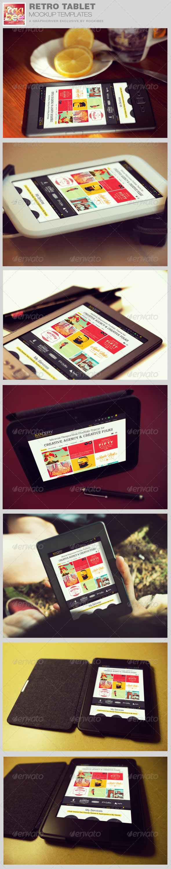 Retro tablet  mockup template image preview