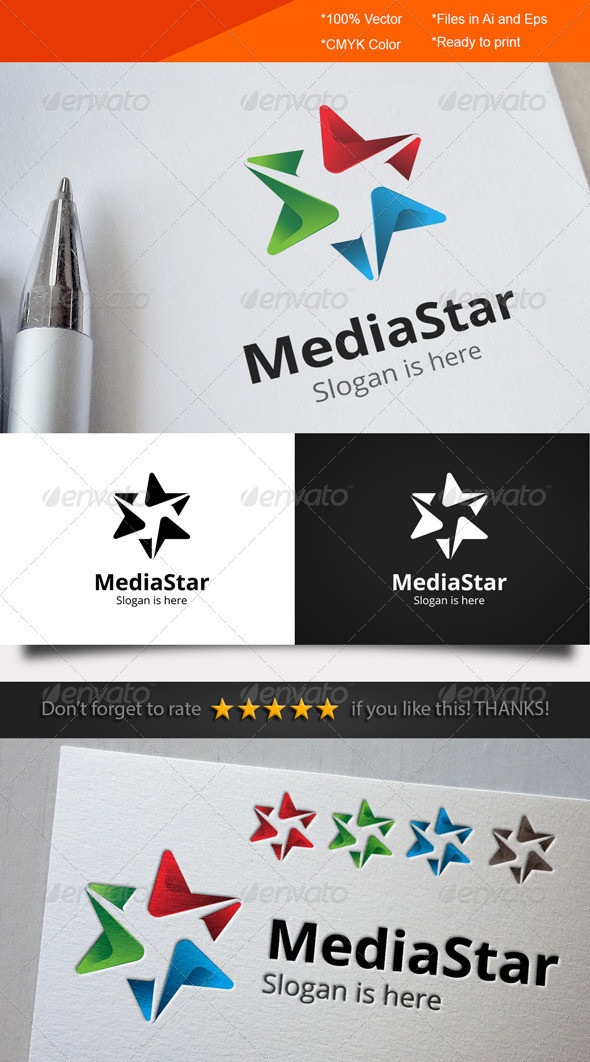 Media star logo template preview