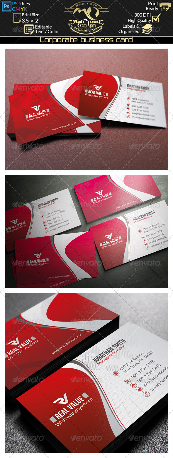 42 modern stylish red and white corporate business card preview