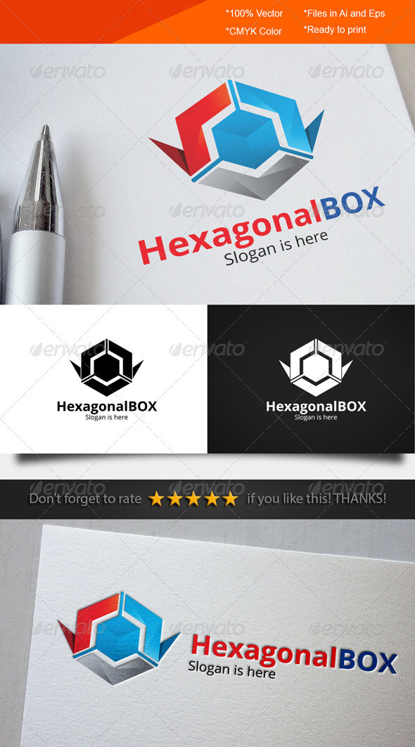 Hexagonal box logo template preview