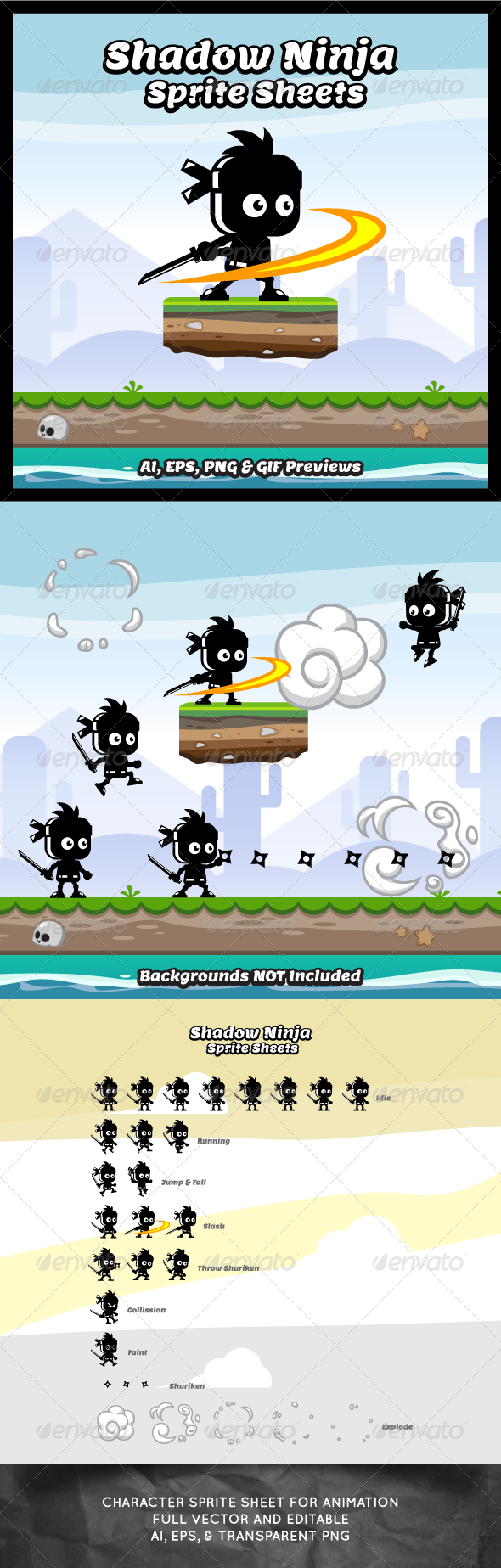 Shadow ninja limbo stickman game character sprite sheet sidescroller game asset flying flappy animation gui mobile games gameart game art 590