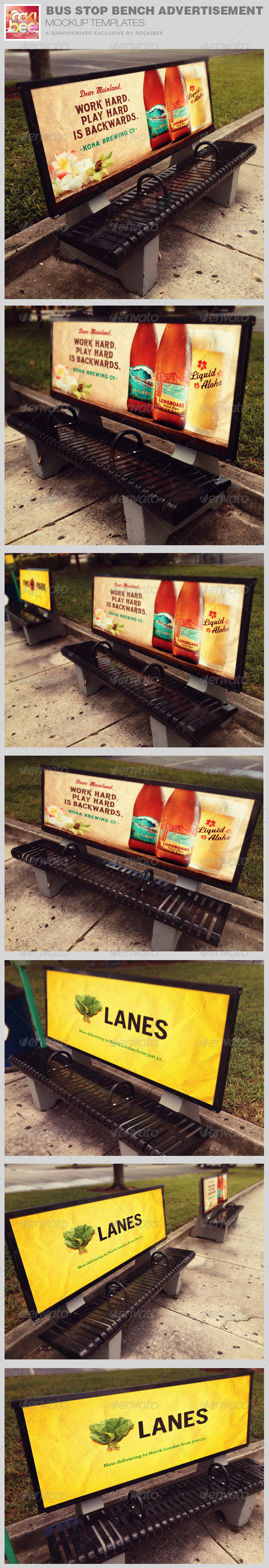 Bus stop bench advertisement mockup image preview