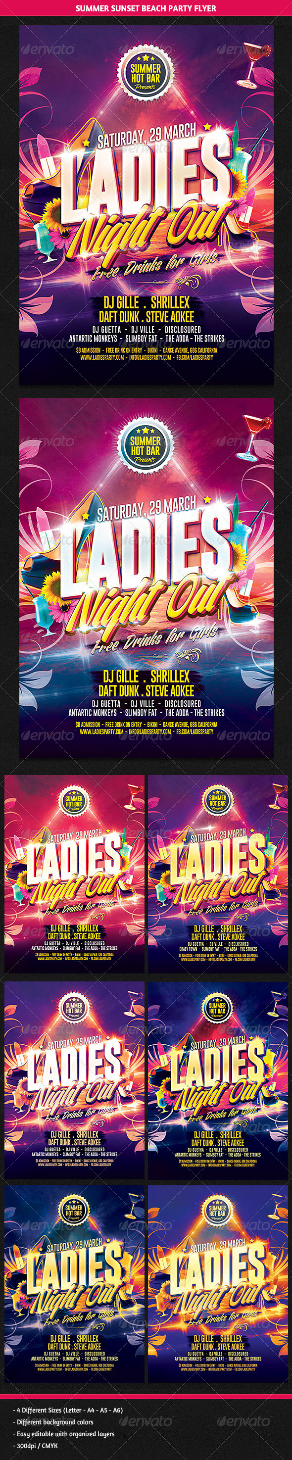 Ladies night out party flyer showcase