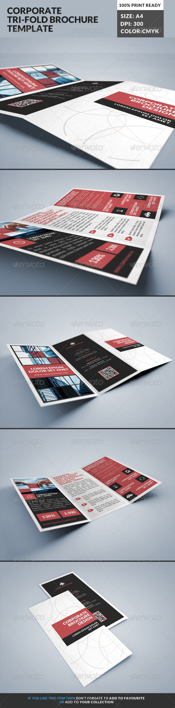 Corporate trifold blue brochure template 21 preview