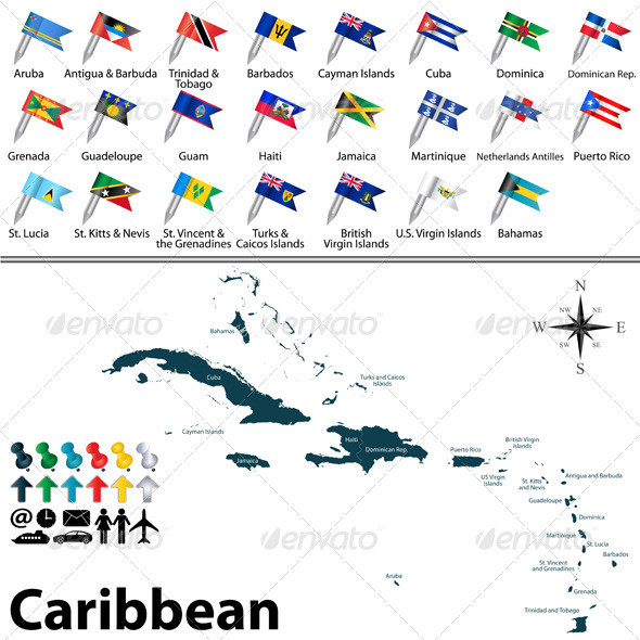 01 political 20map 20of 20caribbean 20with 20flags