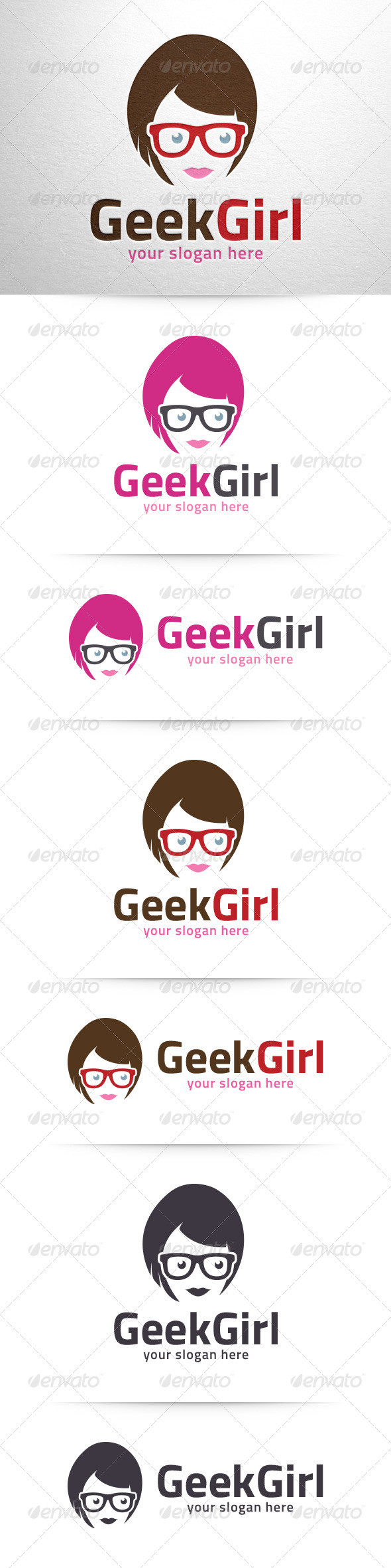 Girl geek logo template