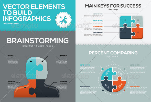 Infographic 20business 20vector 20puzzle 20pieces 20and 20jigsaw 20gr