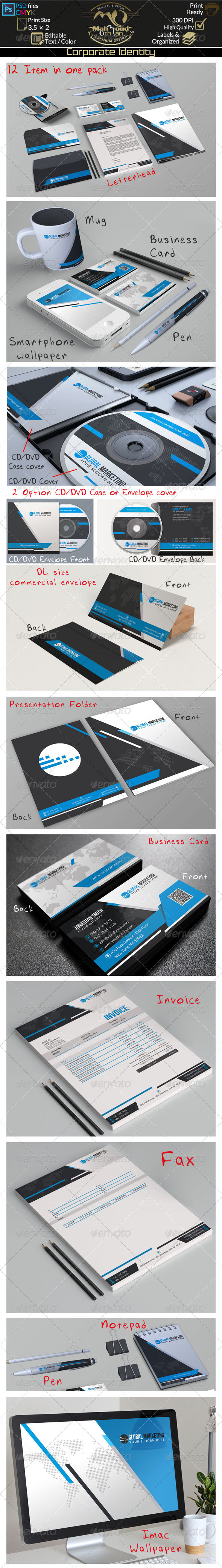 Black and blue corporate identity preview