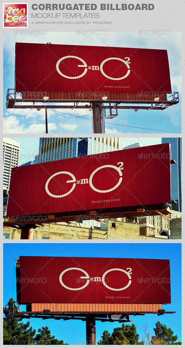Corrugated billboard mockup template image preview