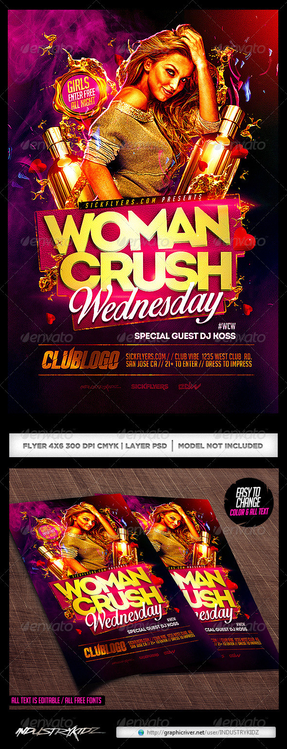 Women crush flyer template psd