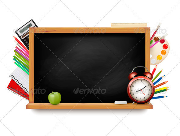 01 black chalkboard with school suplies t