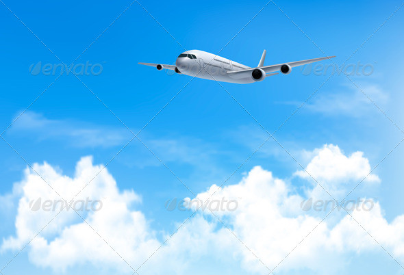 01 blue sky background with airplane t