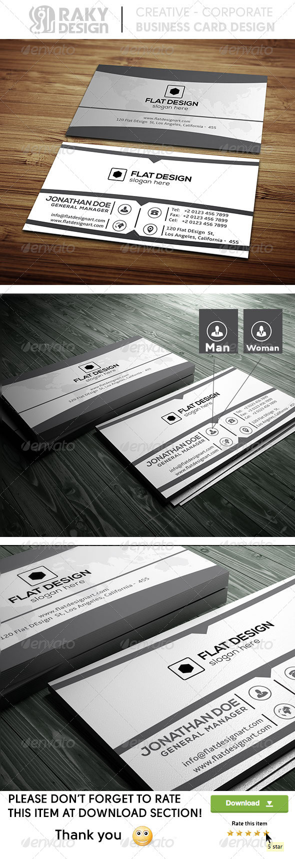 Flat design modern creative corporate business card rd22 preview