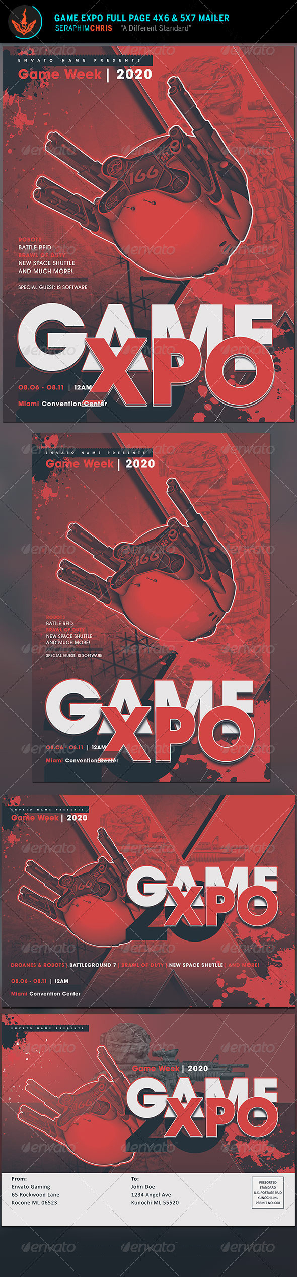 Game expo flyer and mailer template preview