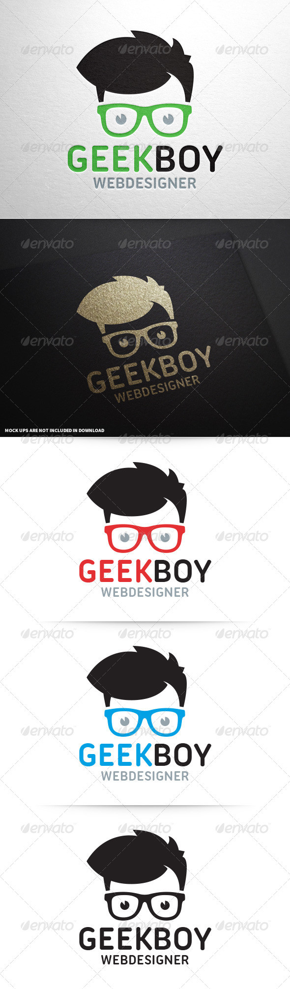 Geek boy logo template