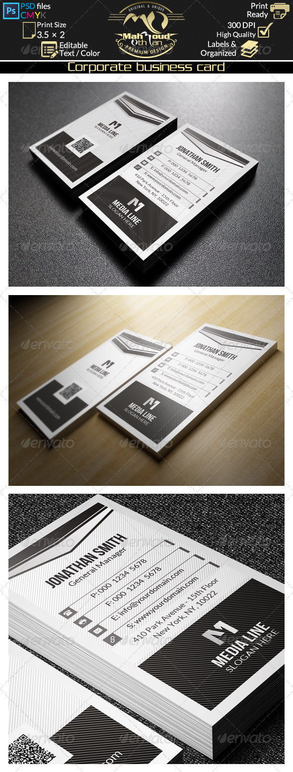 43 modern black and white corporate business card preview