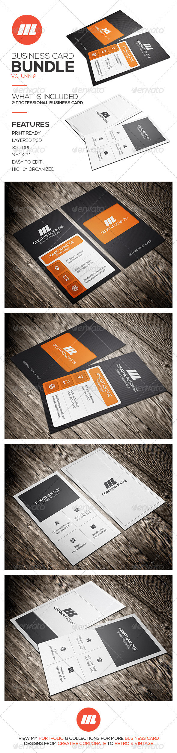 02 vertical creative corporate business card template bundle preview