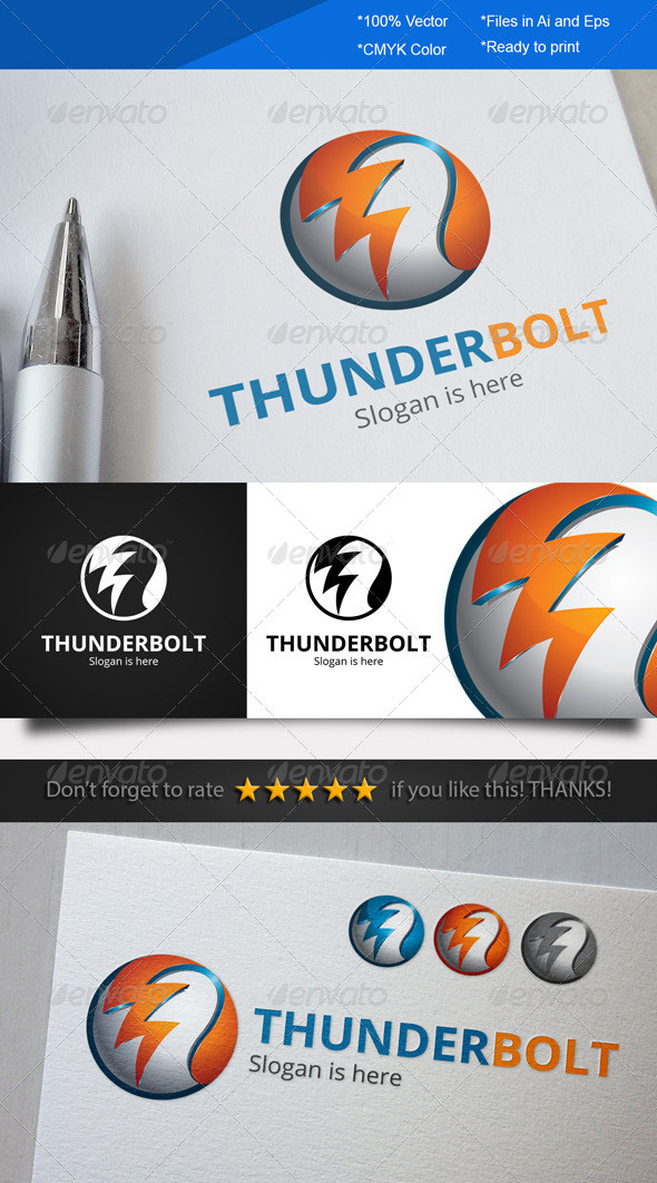 Thunder bolt logo template preview