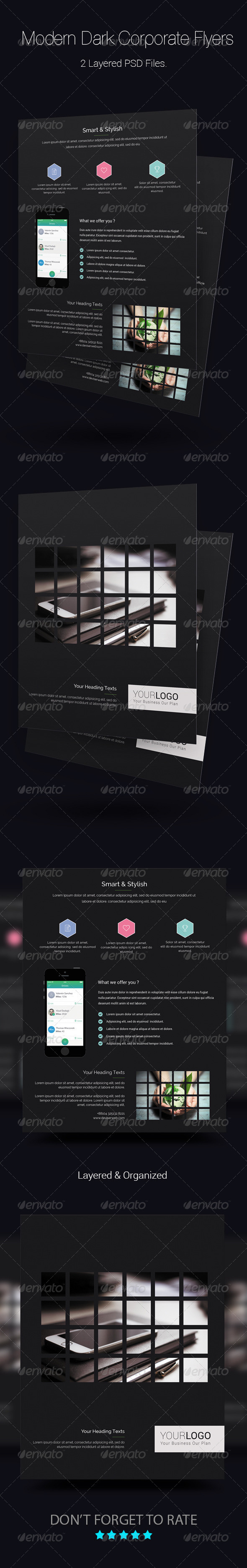 Preview dark modern corporate flyer templates