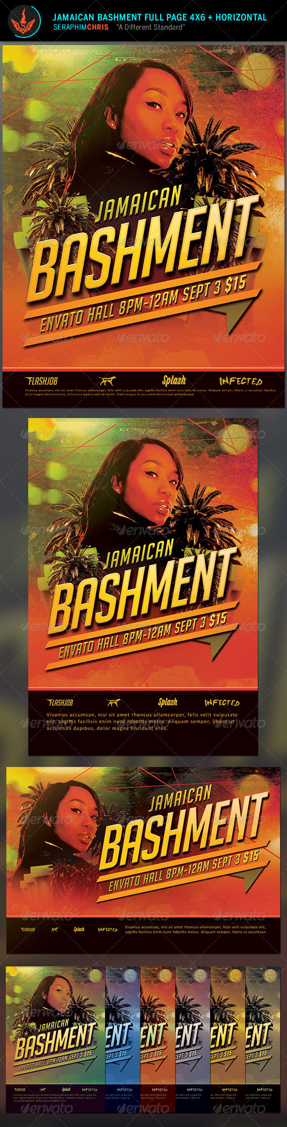 Jamaican bashment flyer and mailer template preview