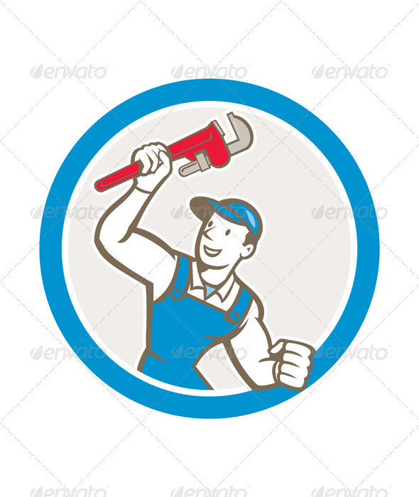 Plumber holding monkey wrench up circ prvw