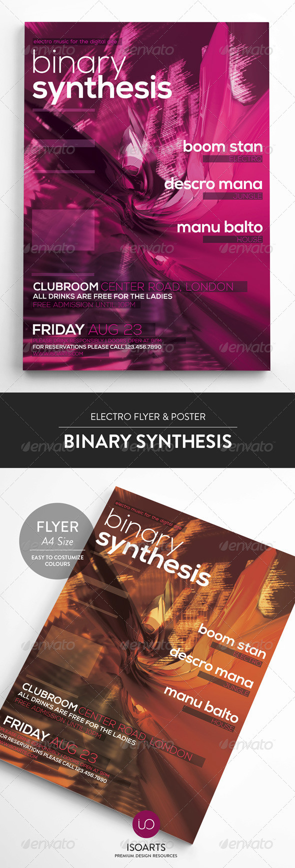 Binary sythesis electro flyer poster preview