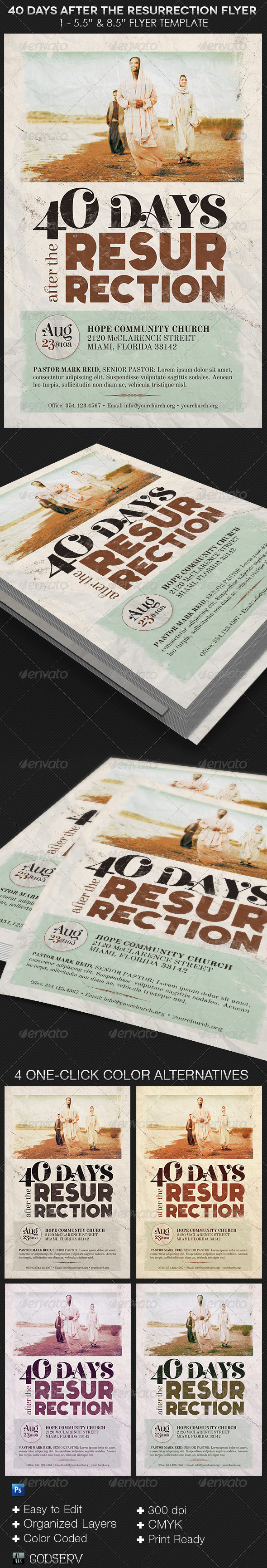 40 days after the resurrection flyer template preview