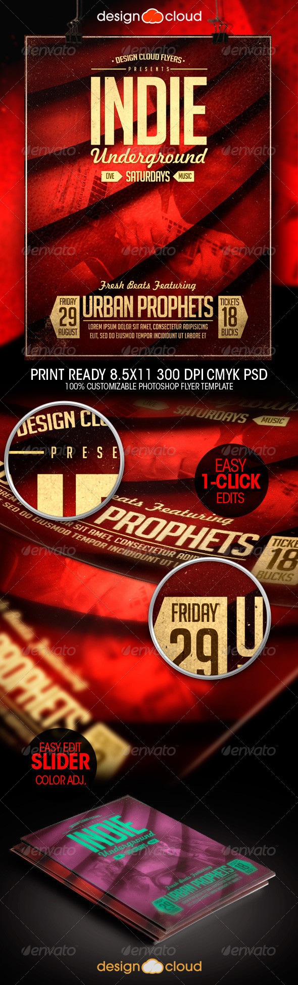 Preview indie underground flyer template