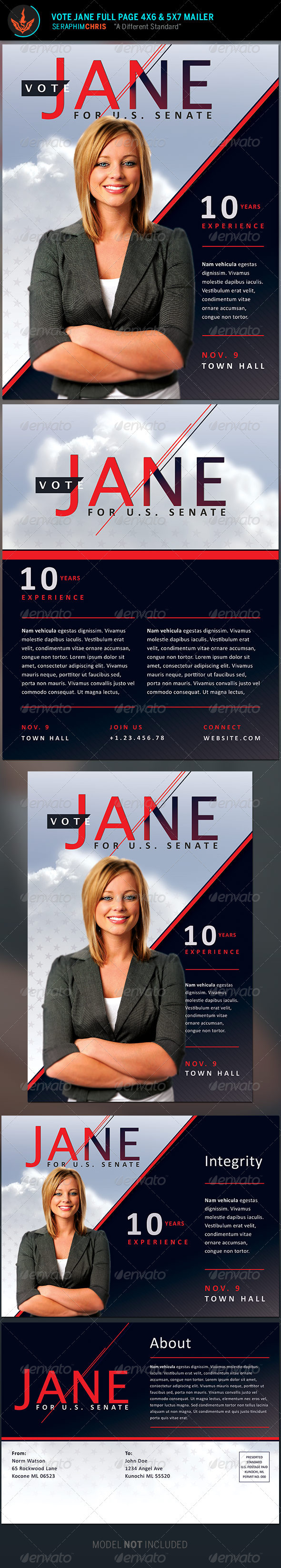 Vote jane political flyer and mailer template preview