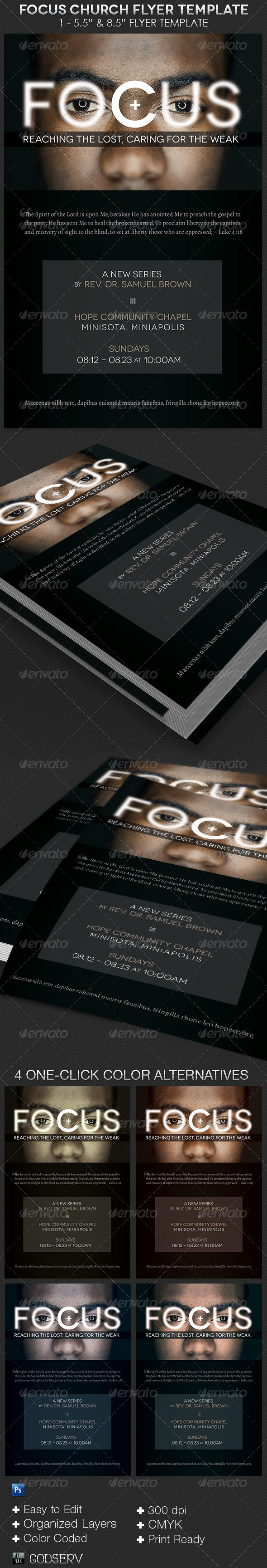 Focus church flyer template preview