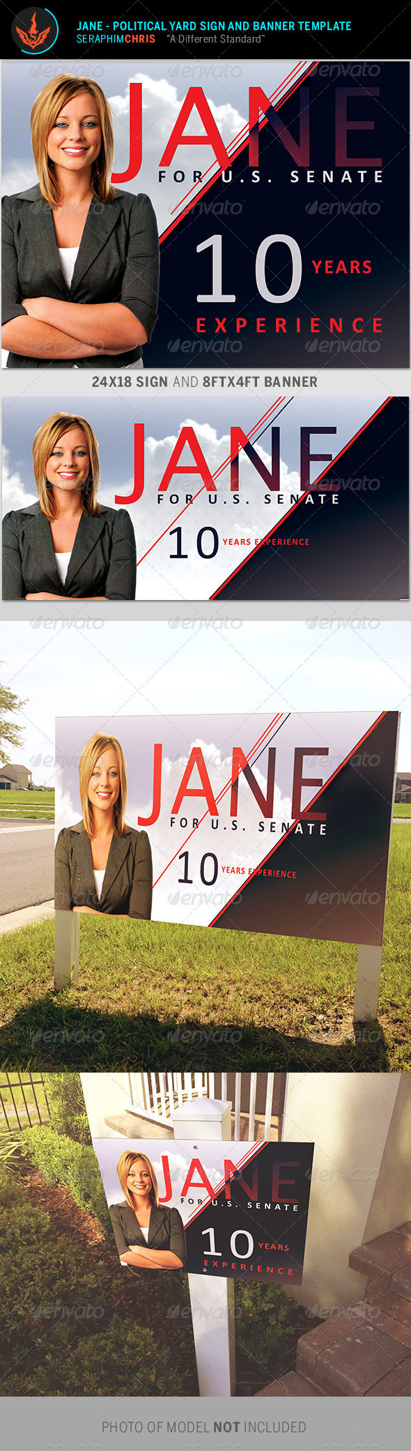 Jane   political yard sign and banner template preview