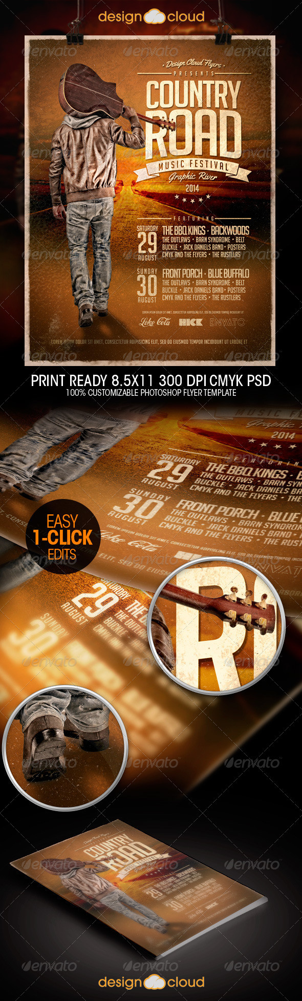 Preview country road festival flyer template