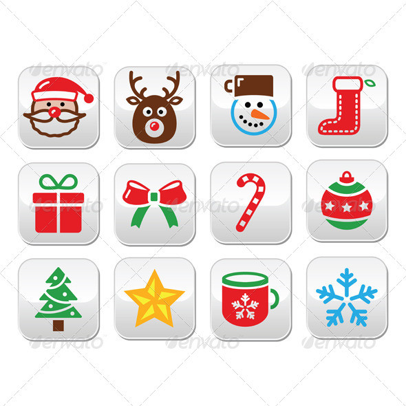 Xmas buttons set 1 colour prev