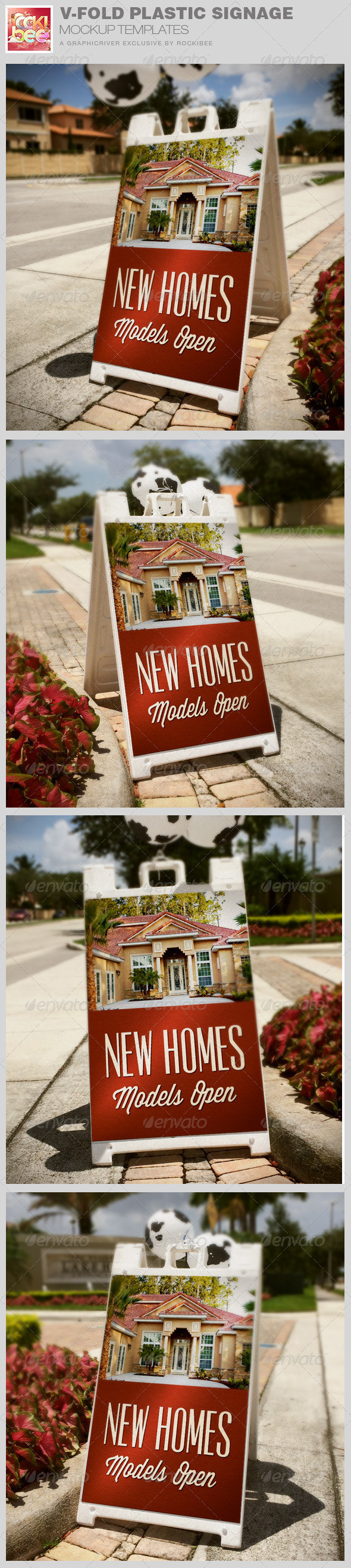Outdoor v fold plastic signage mockup template image preview