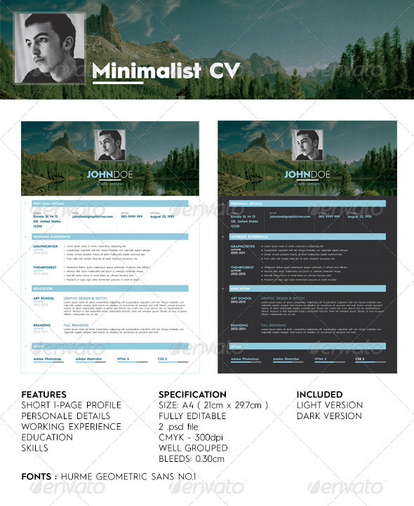 590px minimalist cv preview