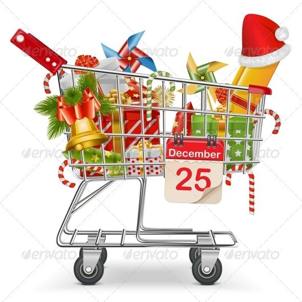 Vector 20cart 20with 20christmas 20decorations