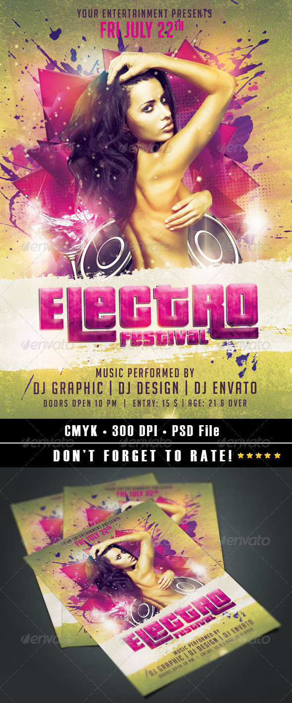 Electro festival flyer preview