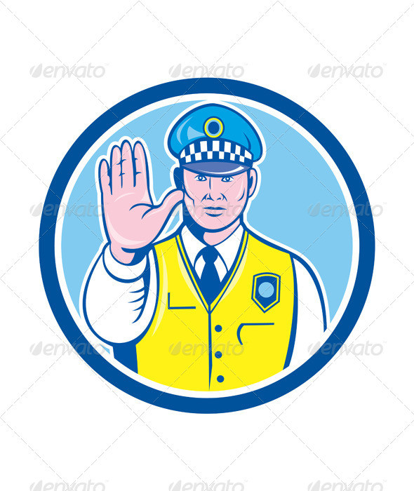 Police officer hand stop signal circ prvw